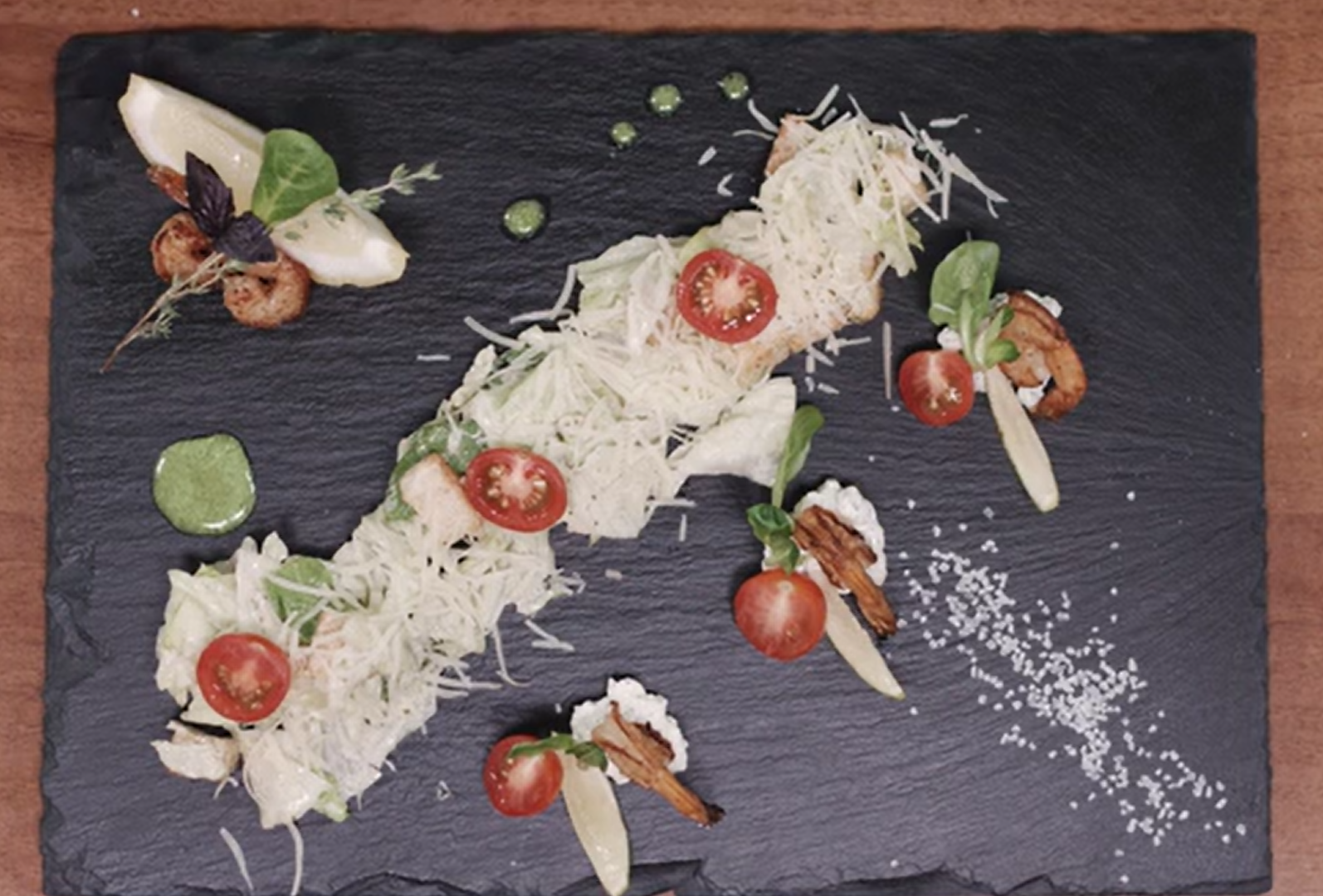 Caesar Salad 1 and Bruschetta with cherry tomatoes